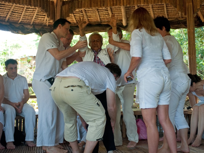 Natalya Bronzova with Alex Orbito at the Pyramid for Light, Alominos City, Pagansinan, Philippines