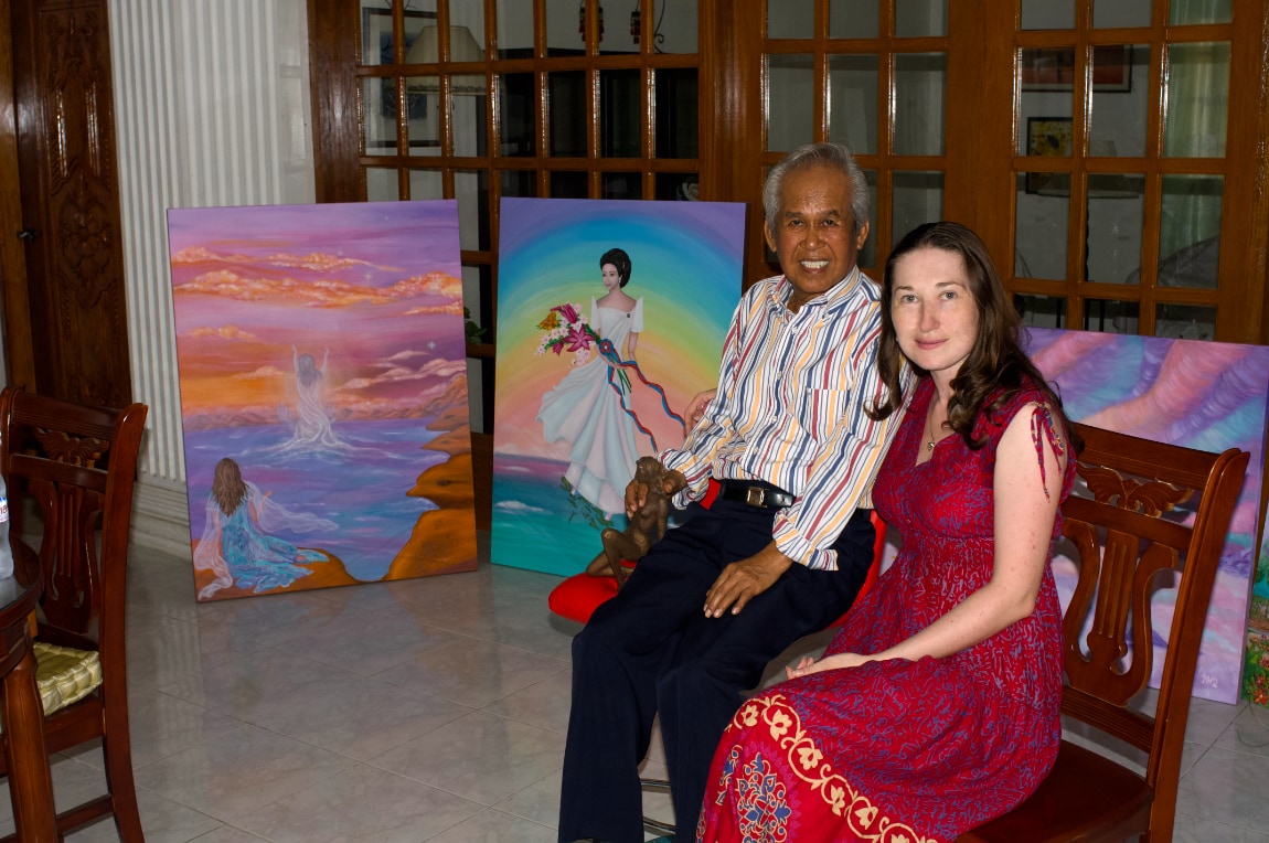 Natalya Bronzova with Alex Orbito at Ester Bravo home, Urdaneta, Philippines